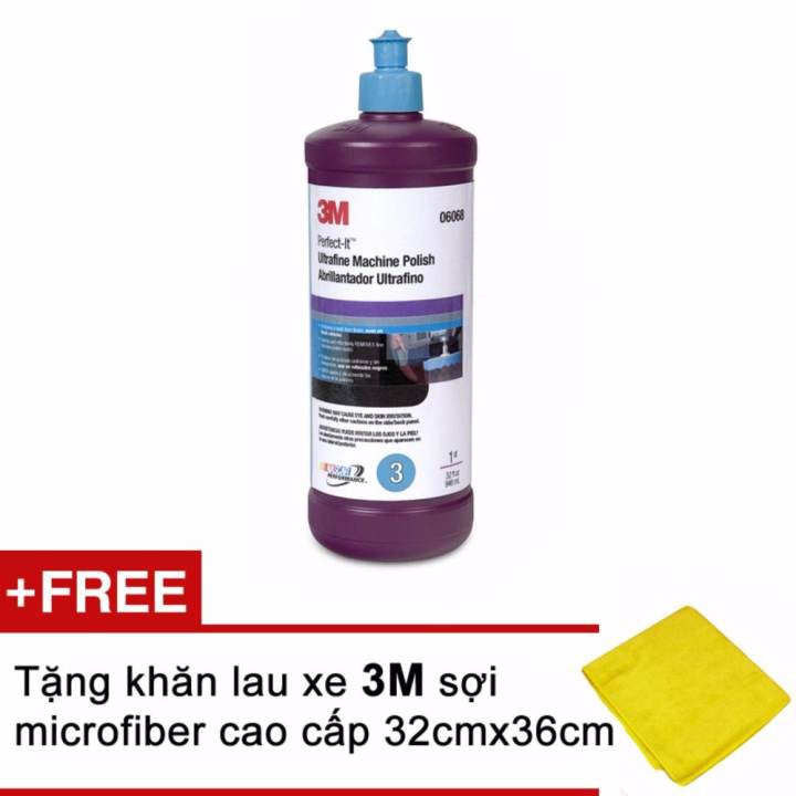 Đánh bóng bước 3 cao cấp 3M 06068 Perfect-It™ EX Ultrafine Machine Polish, 1 quart (946ml) + Tặng kèm khăn 3M