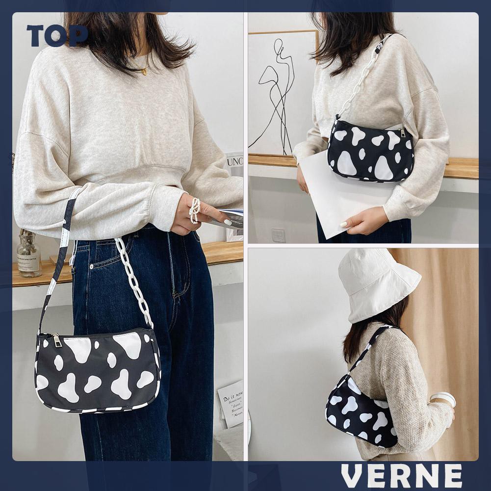 Túi Xách Nữ Đeo Vai In Hình Bò Sữa