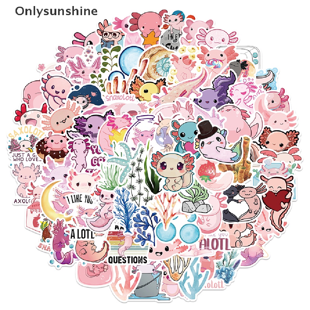 Set 100 miếng dán hình Axolotl động vật graffiti dễ thương trang trí laptop/ trẻ em