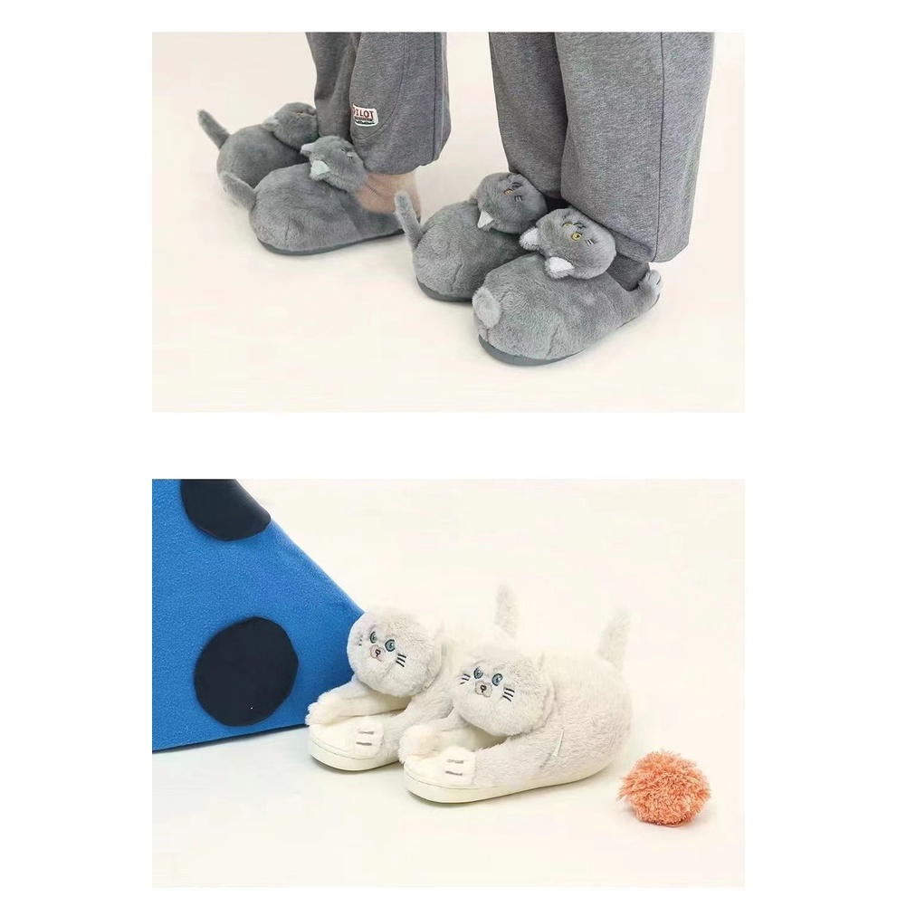 Dép hình mèo Dép bông đi trong nhà hình mèo dễ thương , Giày hình con mèo hàng có sẵn