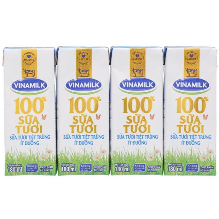 TPHCM  LỐC 4 SỮA VINAMILK ÍT ĐƯỜNG 180ML- 100% CHÍNH HÃNG