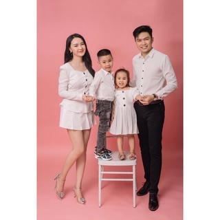 set đồ gia đình màu trắng đẹp - bộ đồ gia đình thiết kế - áo váy đôi gia đình - bộ gia đình chụp hìn