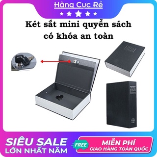 Két sắt mini hình quyển sách, có khoá an toàn, đựng tiền tiết kiệm - Shop Hàng Cực Rẻ