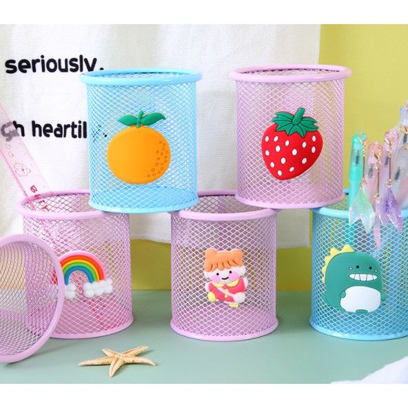 Ống đựng bút quả bơ hoa nhỏ pastel CB12 ống cắm bút sắt ống đựng bút dễ thương