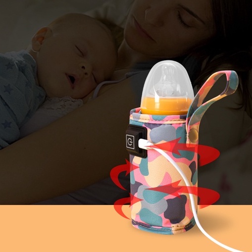 Túi Hâm Ủ Bình Sữa Di Động Cho Bé Giữ Nhiệt Thông Minh Đa Năng Từ 40-60 Độ Có Dây Sạc Đi Kèm