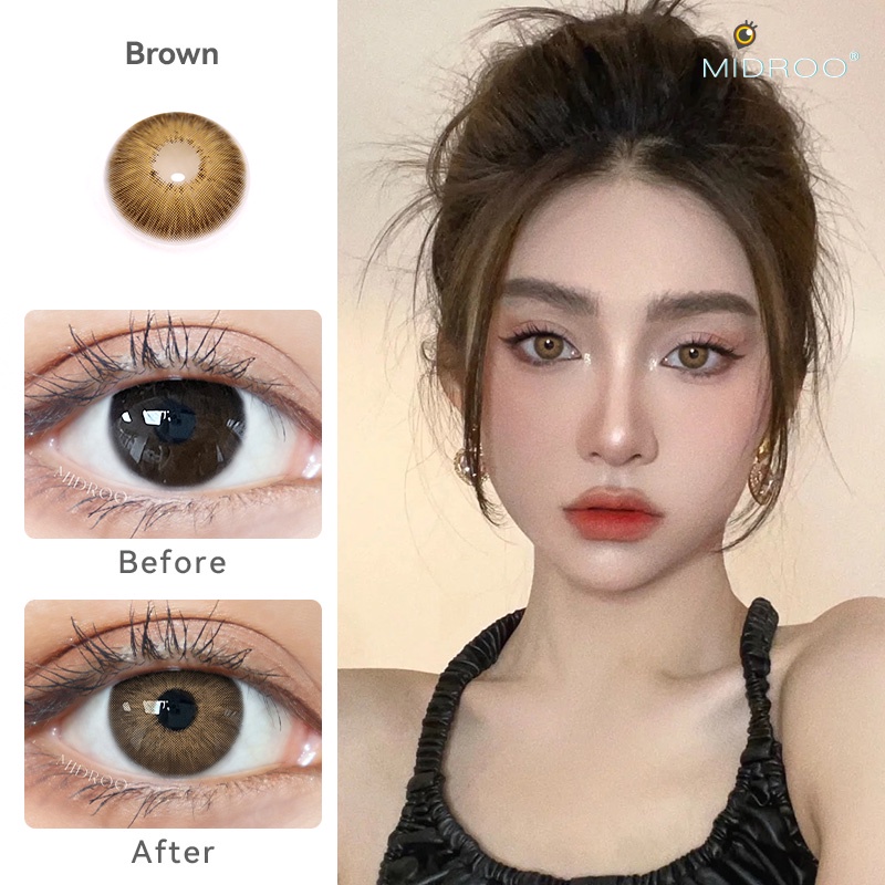 Cặp kính áp tròng UYAAI Pattaya 14.2mm mềm mại màu xanh lá cây thời trang