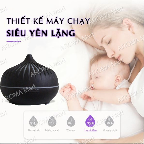 Máy Xông Tinh Dầu Bí Ngô Cổ Cao Vân Sọc cỡ lớn 550ml kèm Remote điều khiển