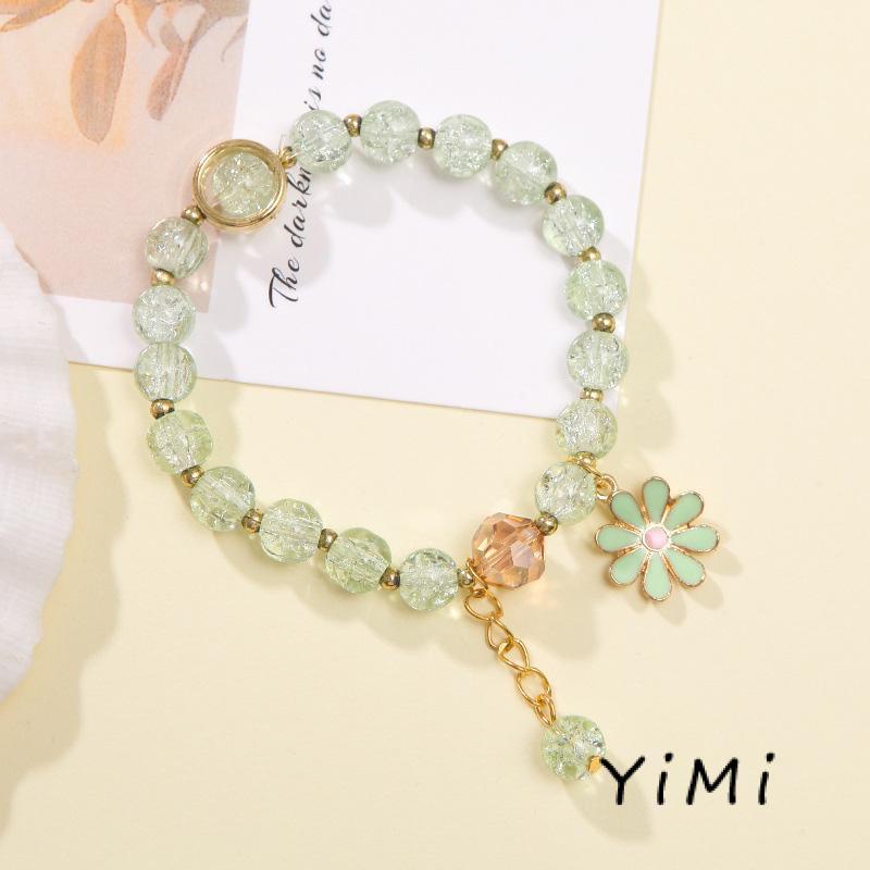 Vòng tay tua rua hoa cúc xỏ hạt pha lê phong cách Hàn Quốc