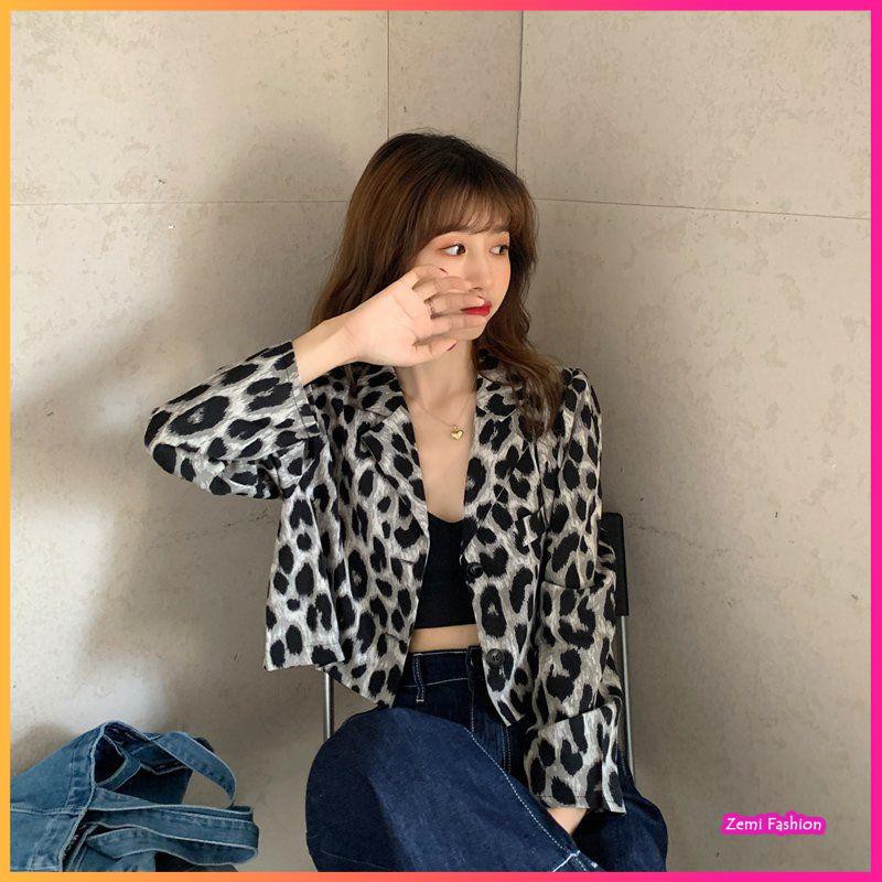 Áo Croptop Nữ, Áo Sơ Mi CropTop Họa Tiết Da Báo Cổ Vest Ulzzang | BigBuy360 - bigbuy360.vn