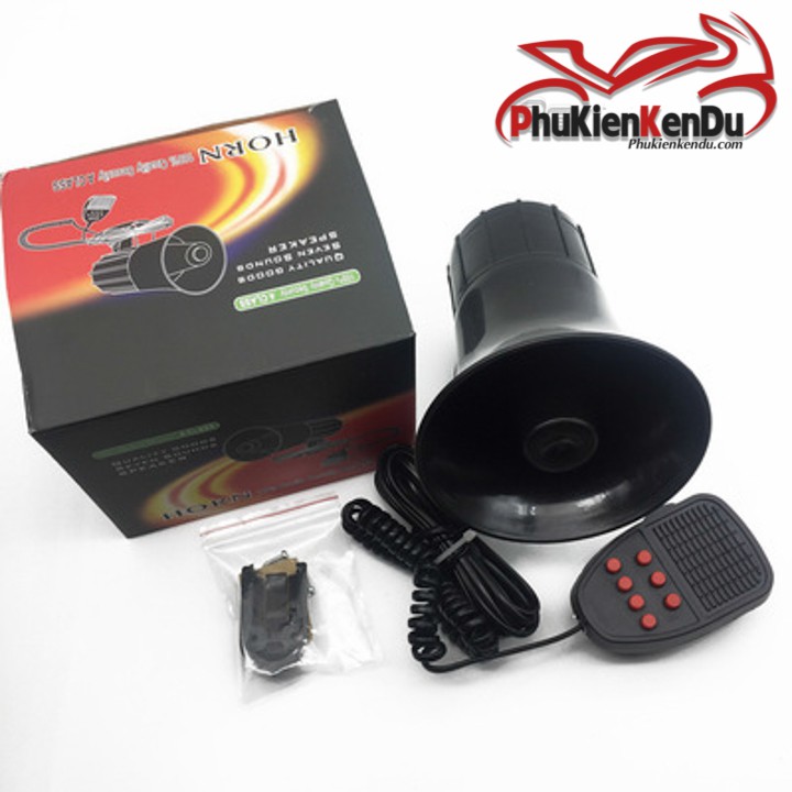 Còi hú cảnh báo 7 chế độ âm thanh chuẩn có mic, 12V
