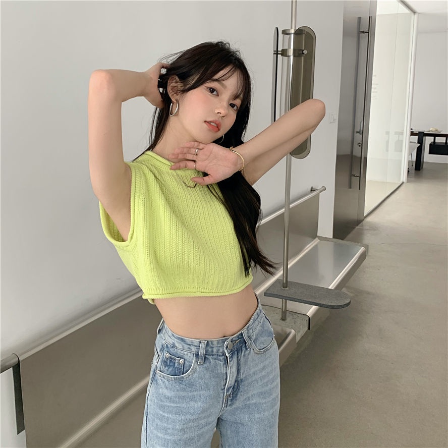 Áo Len Không Tay Dáng Rộng Lưng Cao Thiết Kế Mới Thời Trang Dành Cho Mùa Xuân