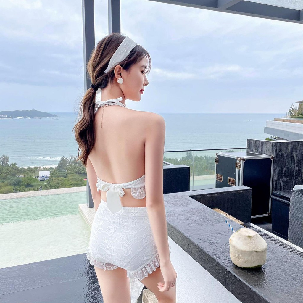 Bikini 2 mảnh kèm khoắc Trắng Tinh Khôi [FREESHIP] Set đồ bơi đi biển nữ sang chảnh tinh tế siêu hot