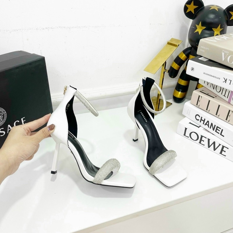 GIÀY SANDAL QUAI XOÀN CAO GÓT BỌC 9CM  ĐẾ NHỌN 5P QUAI ĐÍNH ĐÁ HOT