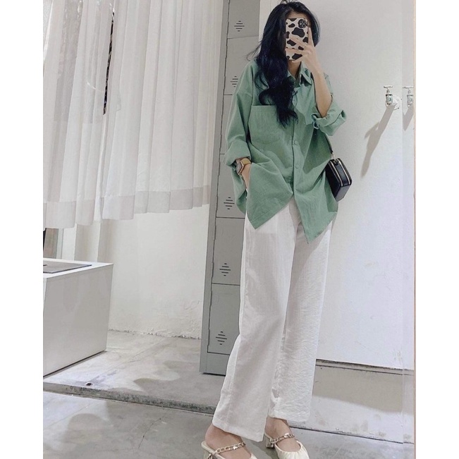 Áo Sơ Mi Dáng Rộng Nhiều Màu Chất  Liệu Đũi