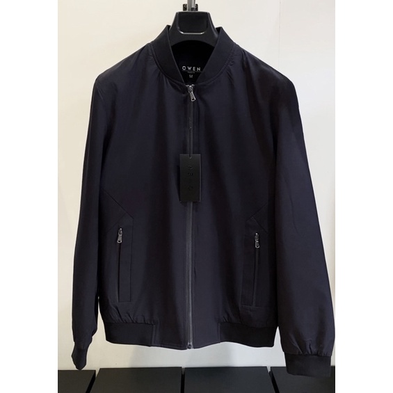 OWEN - Áo khoác gió nam 2 lớp dáng bomber màu xanh đen 220719 - Áo khoác thể thao