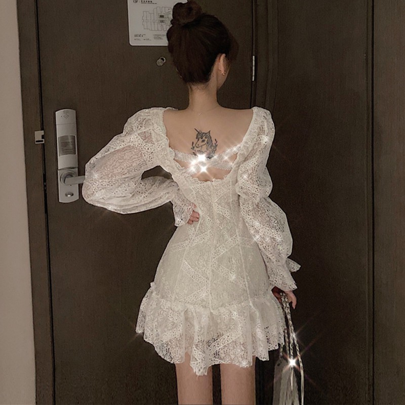 sẵn Đầm ngắn voan hoa Trắng tiểu thư mặc được hai kiểu như hình hàng thiết kế ẢNH THẬT CUỐ J0250 | BigBuy360 - bigbuy360.vn