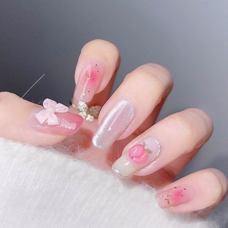 Stick nail, sticker hình quả đào siêu xinh trang trí móng