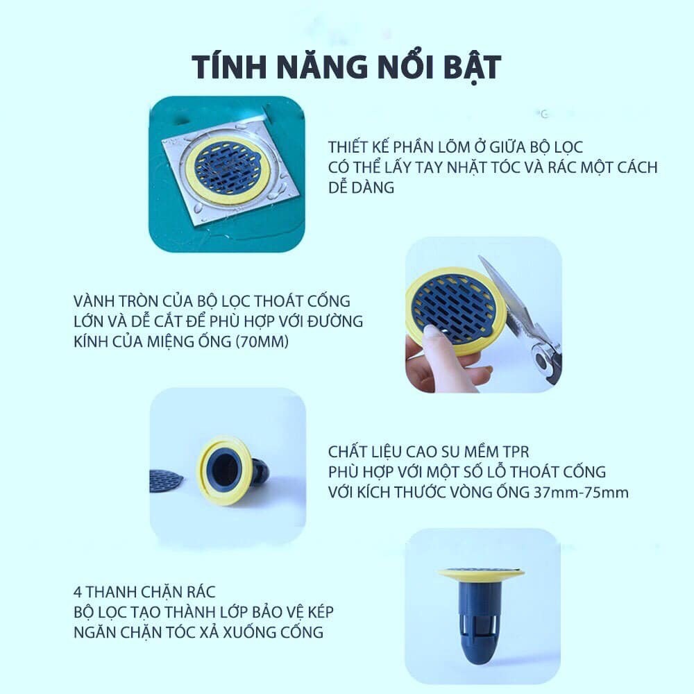 Phễu Thoát Sàn Chống Mùi Hôi Chống Trào Ngược Ngăn Chặn Côn Trùng Lỗ Thoát Nước trong Nhà Tắm Vệ Sinh
