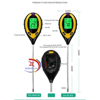 Máy đo độ PH trong đất 4in1( PH, nhiệt độ, độ ẩm và ánh sáng)