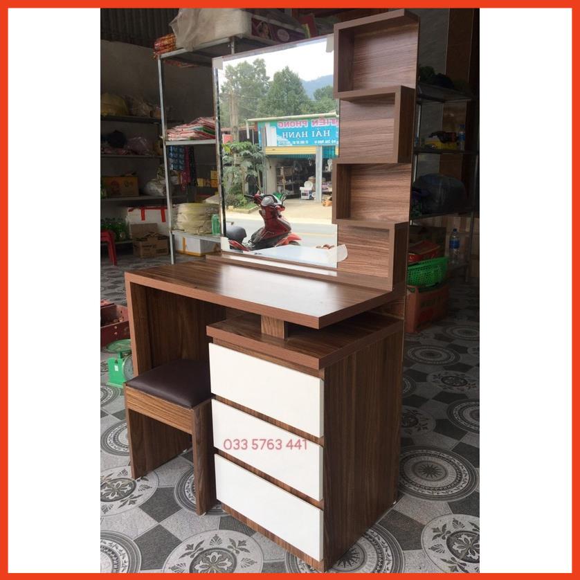 Bàn trang điểm kèm ghế kích thước rộng 80cm gỗ MDF phủ Melamine 3 ngăn kéo tặng kèm ghế