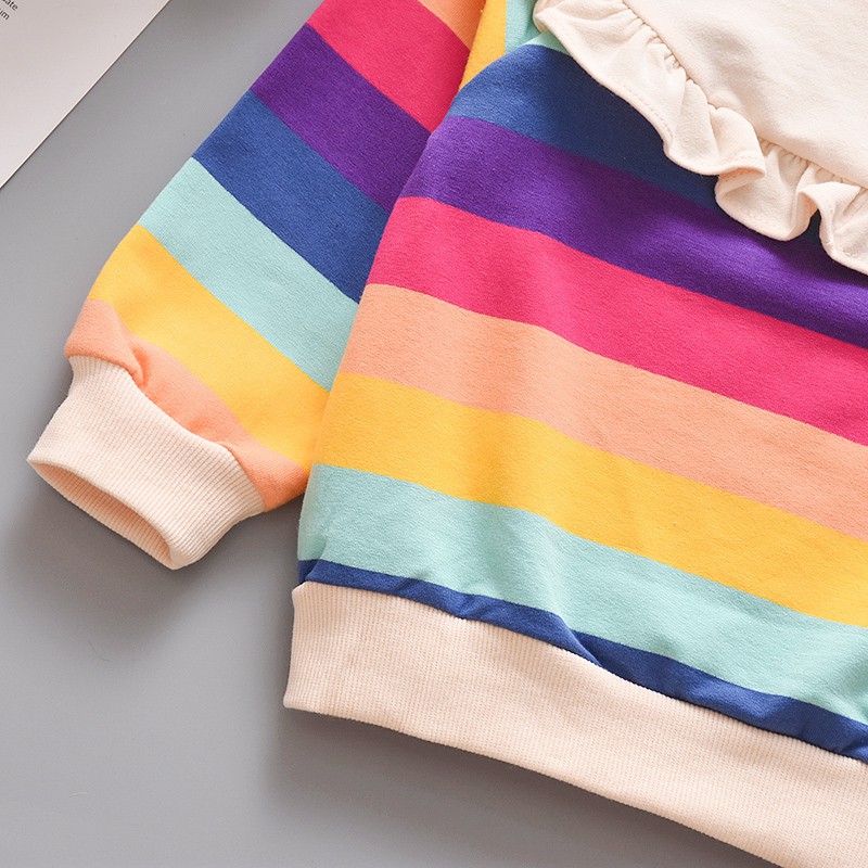 ♕ babyme ღ Baby Girl Striped Sweatshirts Bowknot Casual T-shirts Long Sleeve Outerwear