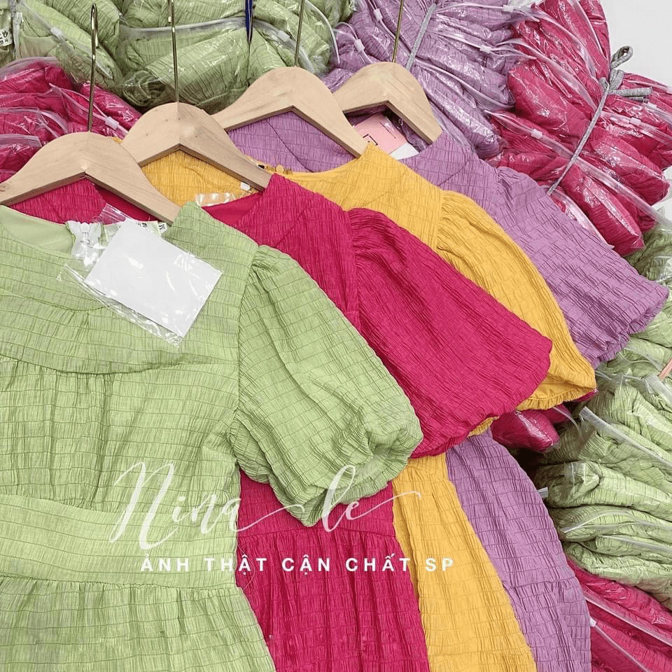 Đầm Nữ Dáng Dài Tay Bồng Xép Tầng Chất Xốp Chỉ 2 Lớp Có Mút Ngực Mặc Đẹp Tôn Dáng [NEW UNISEX]