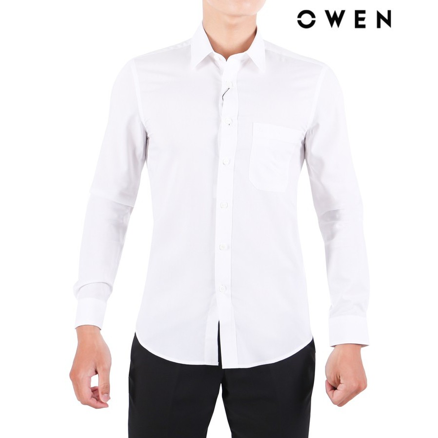 Áo Sơ mi dài tay nam OWEN Cafe Regularfit màu trắng - AR22325D1