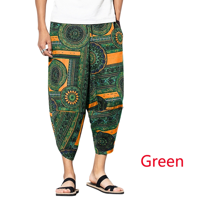**** Mens Casual Ethnic Floral Loose Beach Harem Elastic Waist Pants | BigBuy360 - bigbuy360.vn