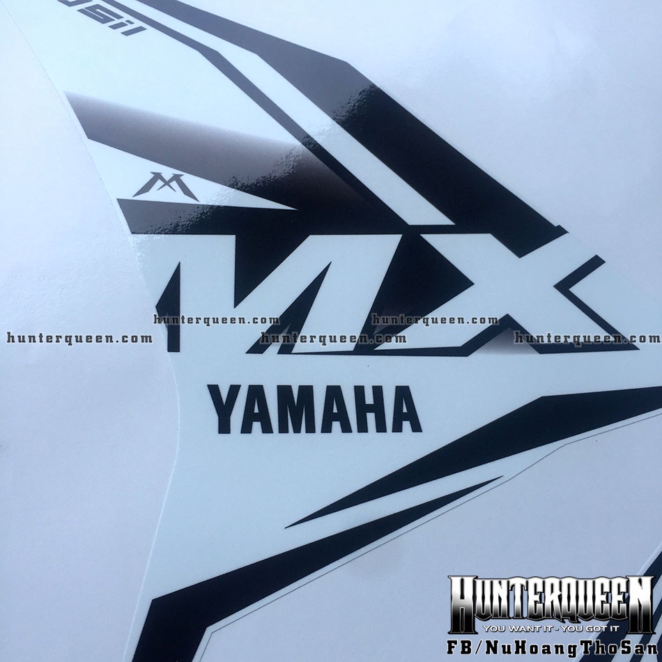 Tem rời MX King trắng đen 2011 Exciter 135. Decal dán xe Chống nước, không bay màu bong tróc