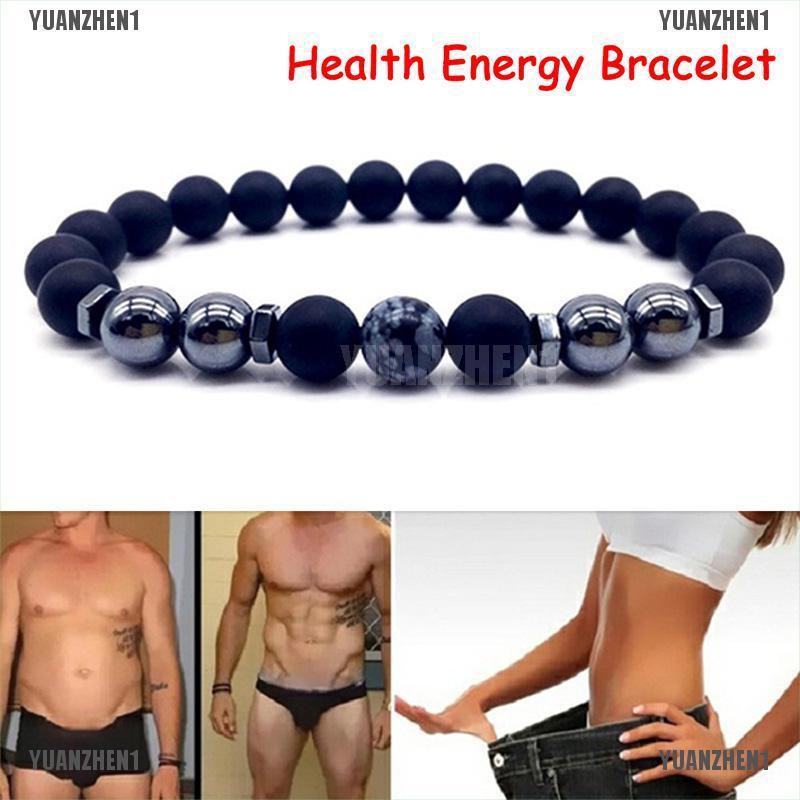 Vòng Tay Hạt Đá Hematite Màu Đen Từ Tính Chăm Sóc Sức Khỏe YUANZHEN1