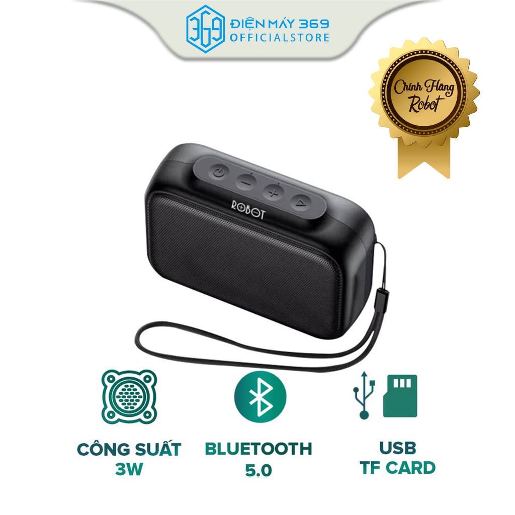 Loa Bluetooth Mini 5.0 ROBOT RB100 3W - Dung Lượng Pin 1200mAh, Hỗ Trợ Nghe Nhạc Bằng Thẻ Nhớ TF & USB