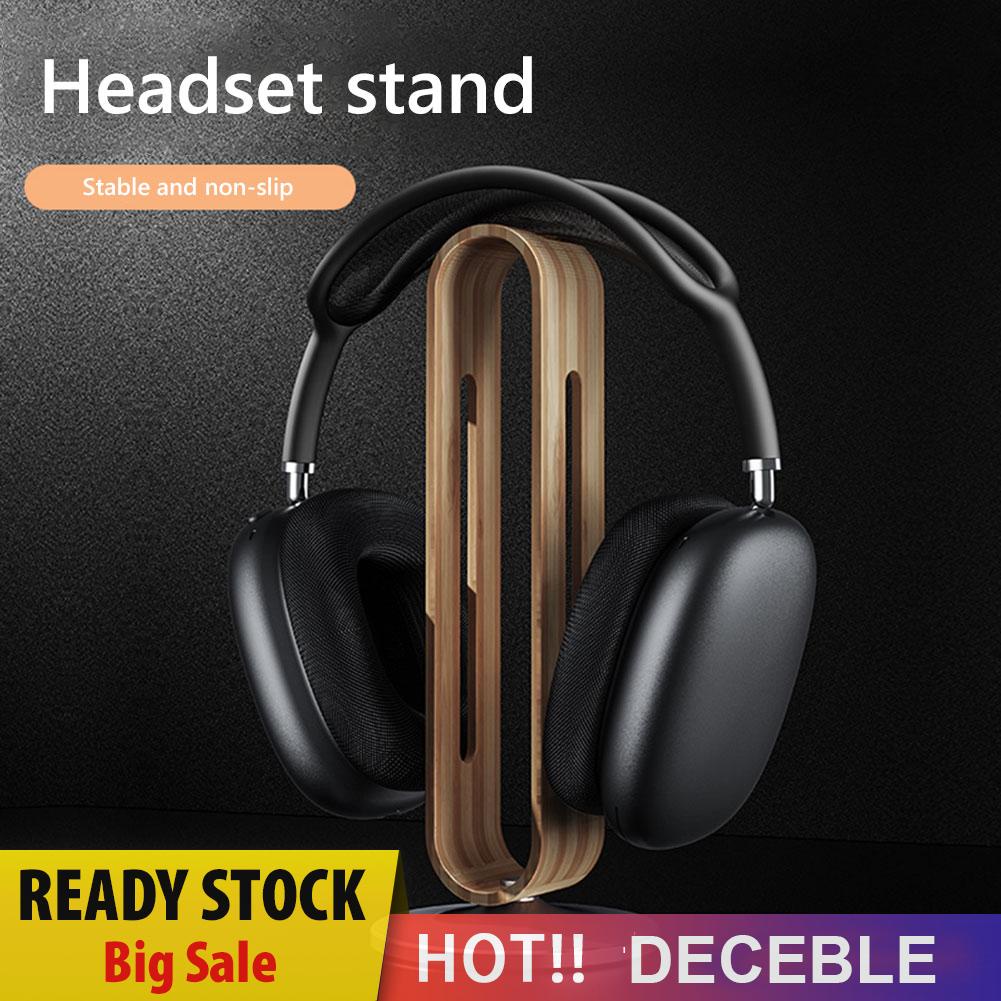 deceble Bamboo Wood Metal Headphone Stand Headset Earphones Display Rack Bracket