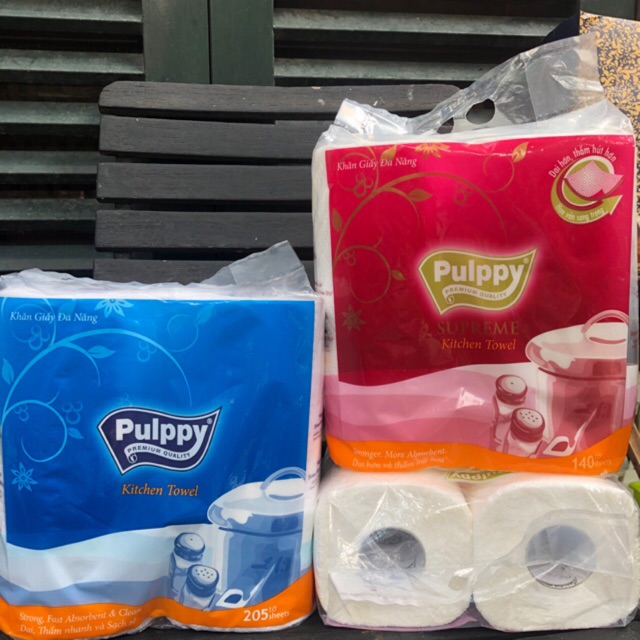 Giấy bếp Pulppy xanh và đỏ / giấy đa năng