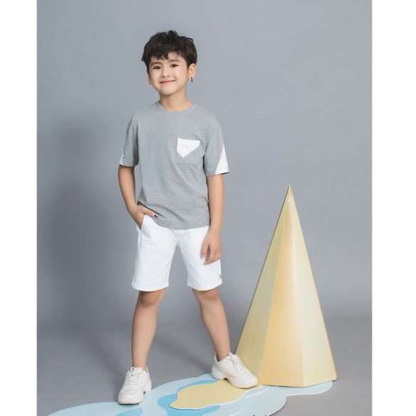 Set áo thun ghi + quần kaki bé trai LK0343 - Lovekids