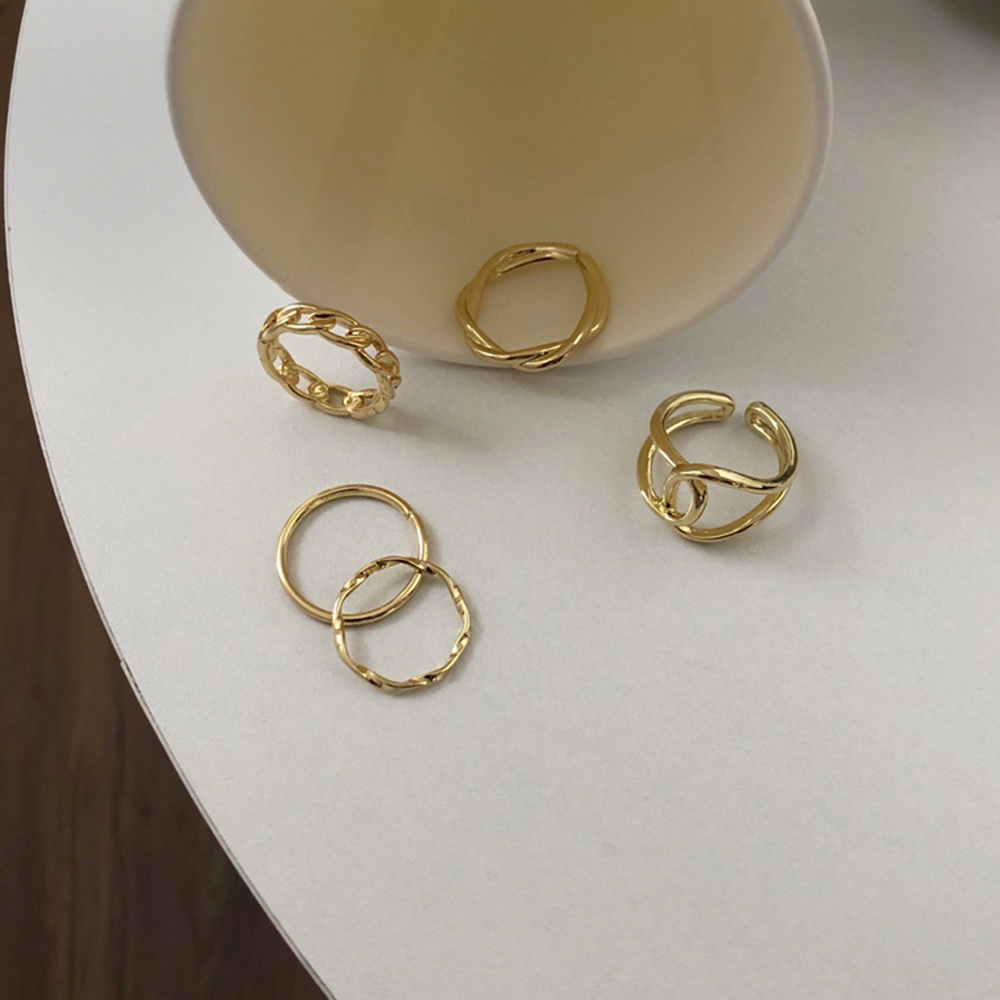 Set 5 Nhẫn Đeo Ngón Tay Kiểu Dáng Đơn Giản Có Thể Điều Chỉnh Nhiều Màu Sắc