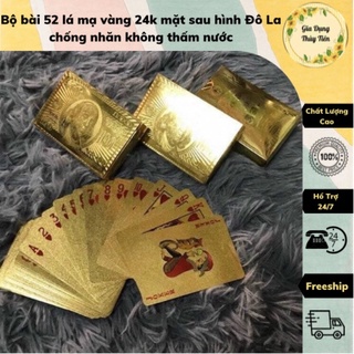 Bộ bài 52 lá mạ vàng 24k mặt sau hình Dollar Đô La chống nhăn không thấm nước
