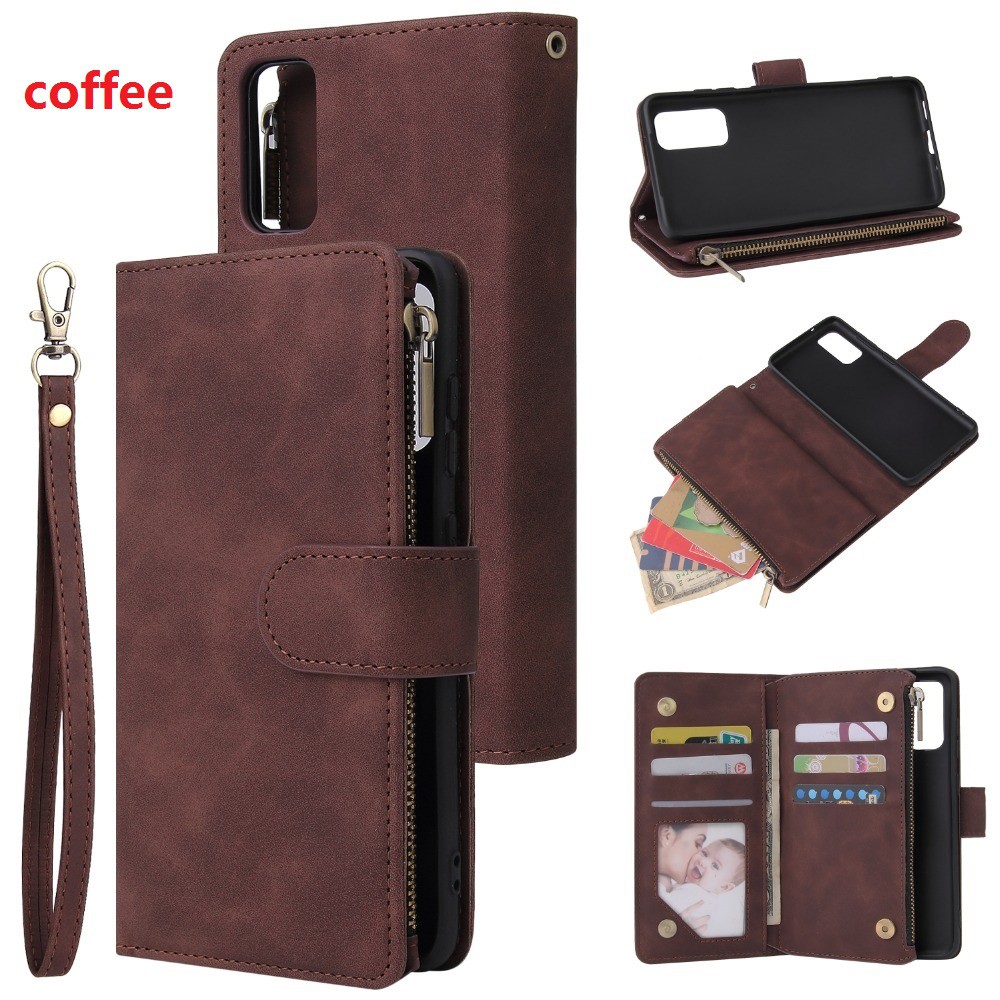 Bao da điện thoại nắp lật tích hợp ví khóa kéo có ngăn đựng thẻ cho iPhone 12 Pro Max 12 Mini 11 Pro Max XS max XR XS iP 11 Pro 11 Max 12 Pro