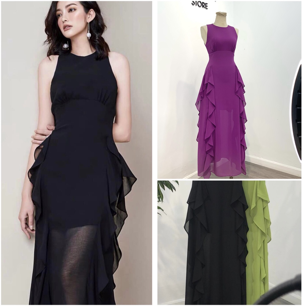 Đầm maxi nhún bèo sang chảnh