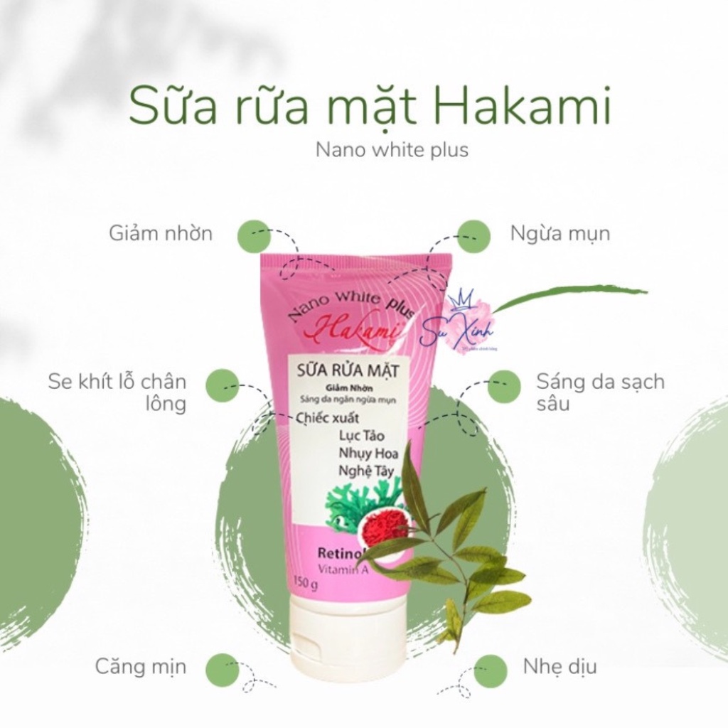 Sữa Rữa Mặt Giảm Nhờn Sáng Da Ngừa Mụn HAKAMI Nanowhite Plus 150g