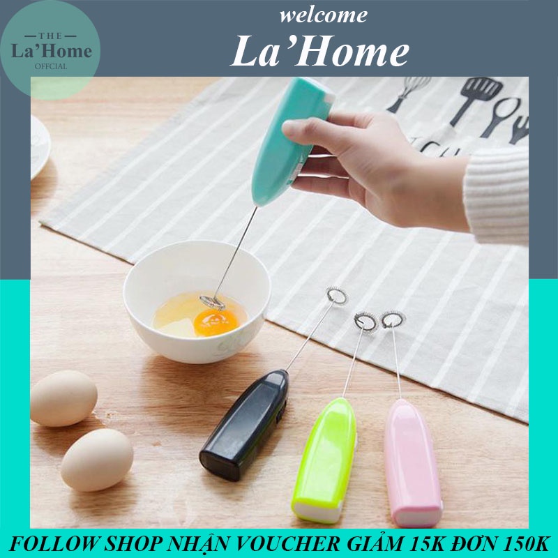 Cây đánh trứng tạo bọt La'Home, phới đánh trứng mini tạo bọt cà phê chạy pin nhỏ gọn