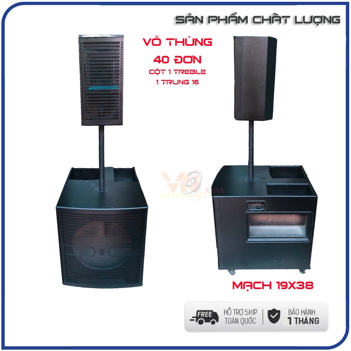 Vỏ thùng loa kéo 40 đơn, lắp ráp loa cột, 1 bass 40 + 1 treble + 1 loa trung 16cm, loại đẹp