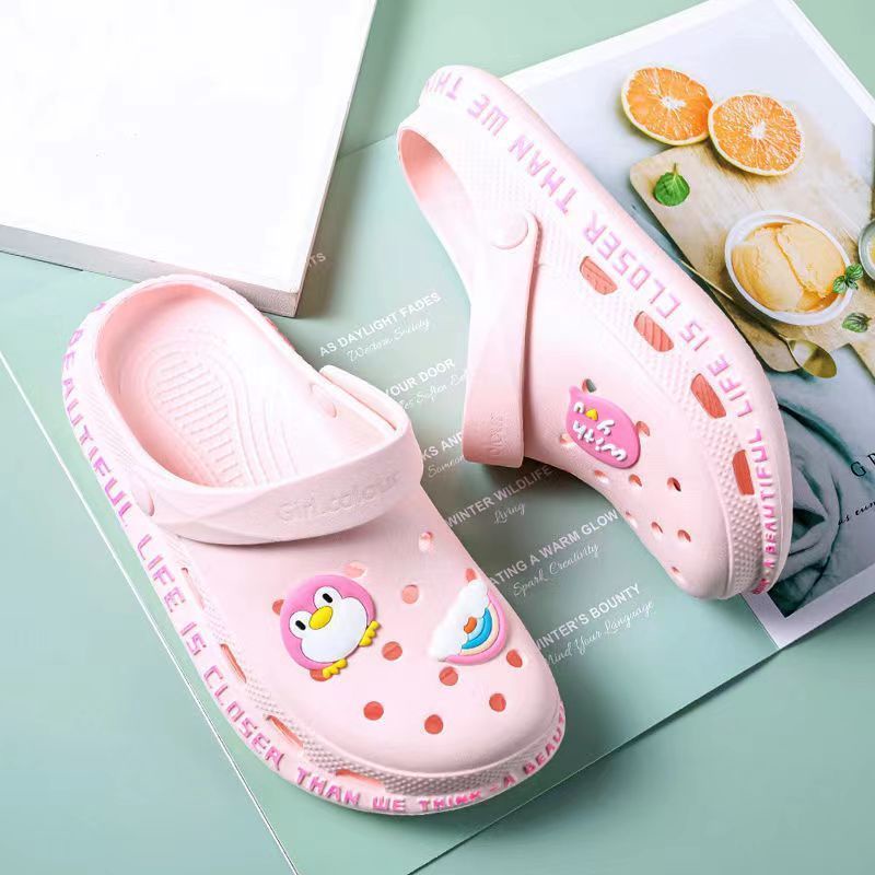 Oeggeo shop Giày Đế Mềm Phẳng Mùa Hè Đục Lỗ Cho Nữ Mang Ngoài Trời