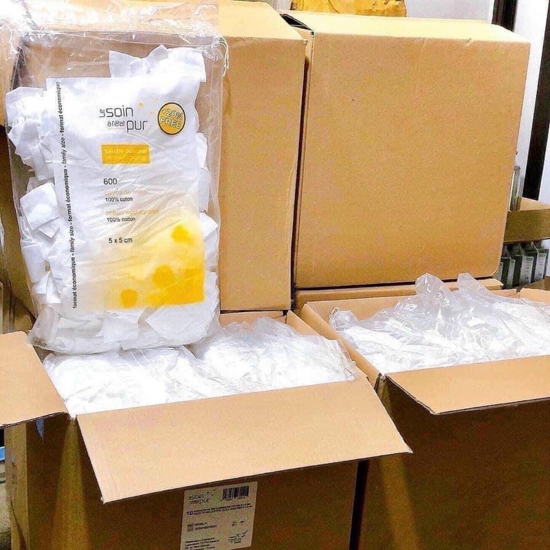 Bông Tẩy Trang Tetra Le Soin Laretat Pur 500 miếng Pháp
