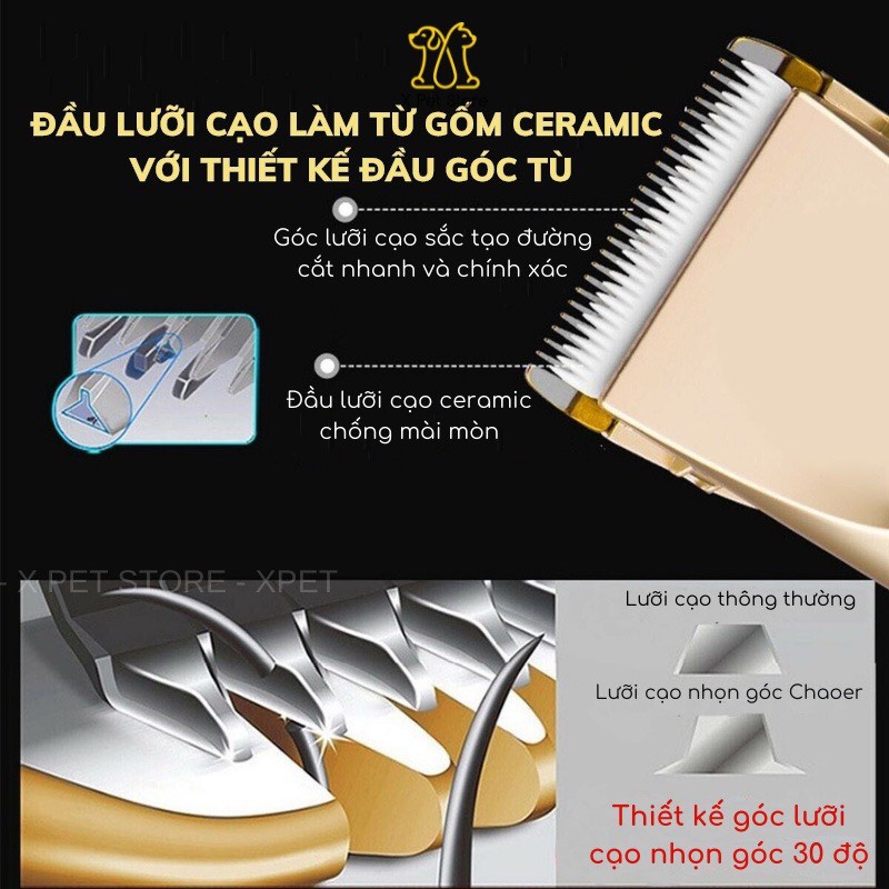 Máy tông đơ cắt tỉa lông, tăng đơ cạo lông thú cưng chó mèo