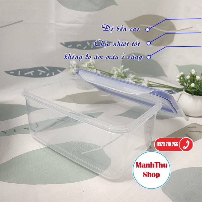 Bộ 3 hộp nhựa chữ nhật đựng thực phẩm, bảo quản thức ăn tiện lợi, an toàn  MANHTHUSHOP
