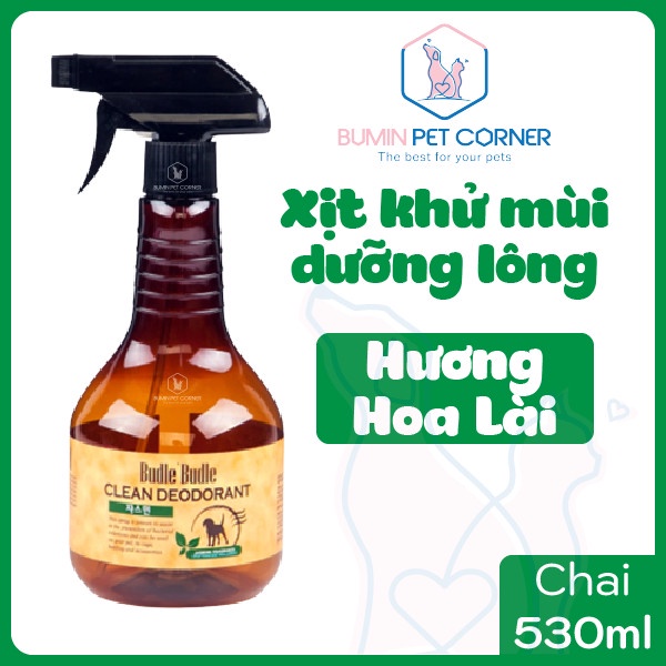 Xịt khử mùi dưỡng lông chó mèo thỏ Budle Budle