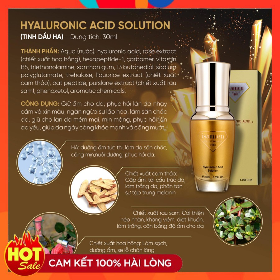 Tinh dầu HA ISAMEN căng bóng da, thu nhỏ lỗ chân lông dành cho da nhạy cảm , mỏng yếu