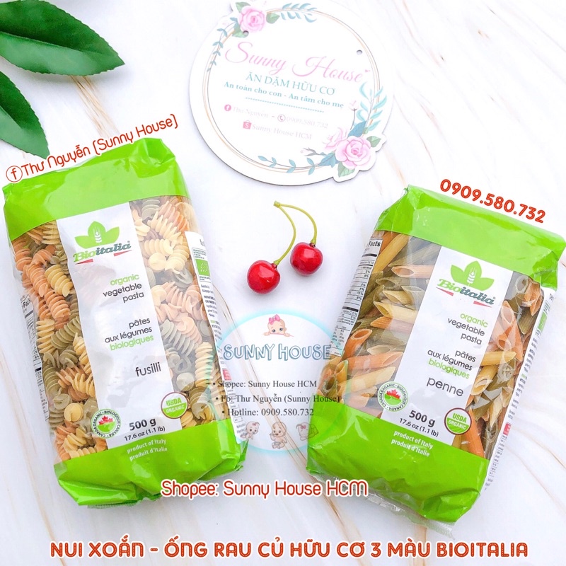 Nui Xoắn &amp; Nui Ống Rau Củ Hữu Cơ 3 Màu Bio 500g [Date 2024]