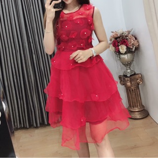 Đầm xoè ren xốp hoa hàng tk