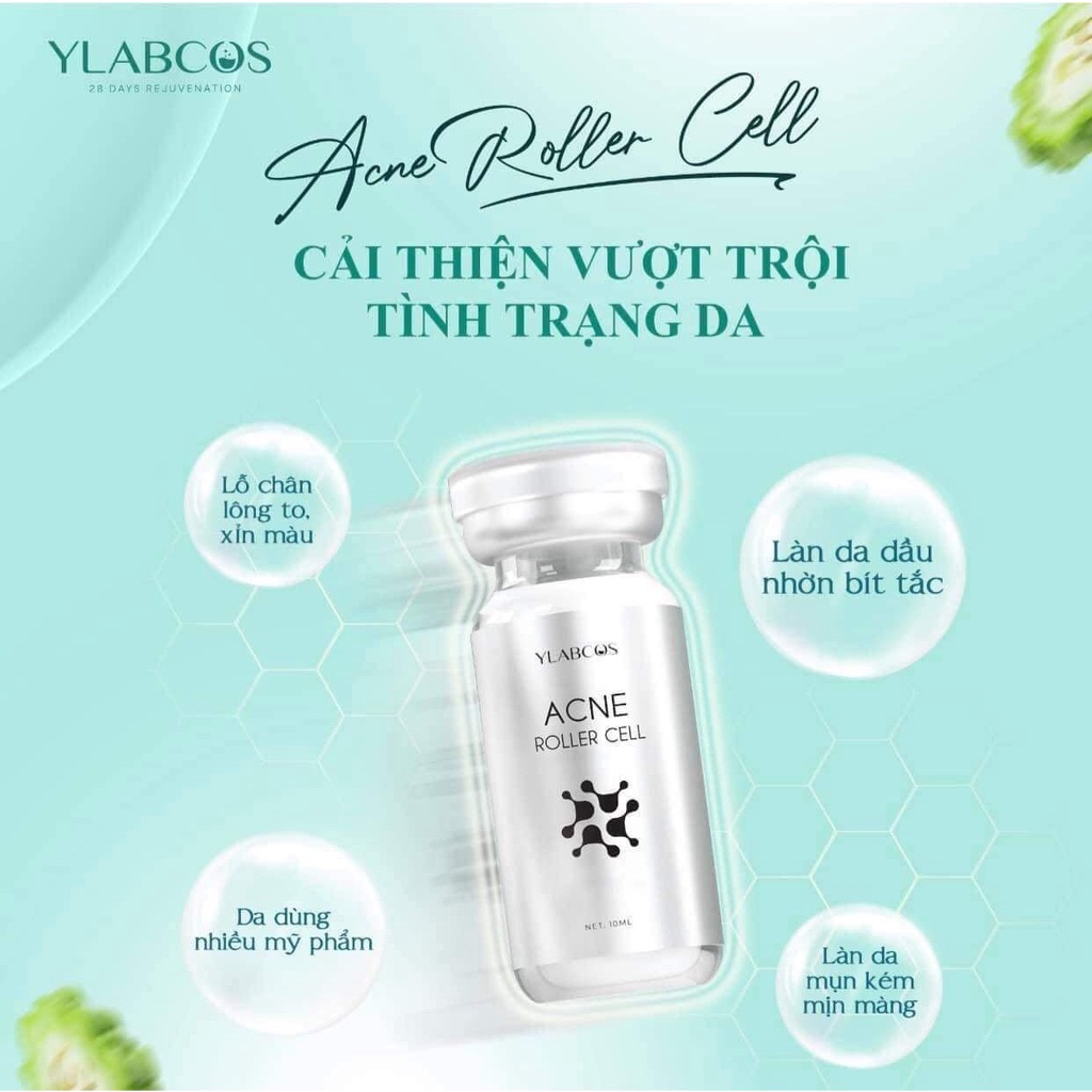 Tinh Chất Mụn Acne Roller Cell Ylabcos,Chai 10ml,Hỗ trợ ngừa mụn,làm mờ vết thâm mụn,giúp da tươi sáng,không bong tróc